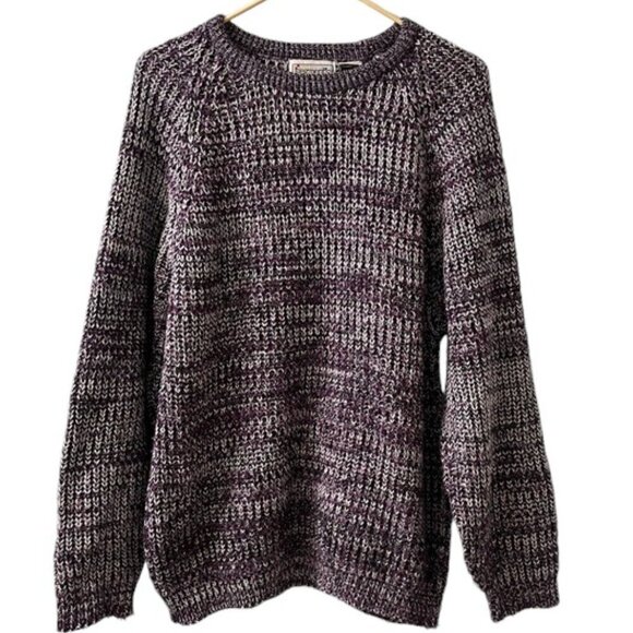 Vintage Segments Men's Purple Marled Crewneck Chunky Knit Pullover Sweater - Picture 1 of 9